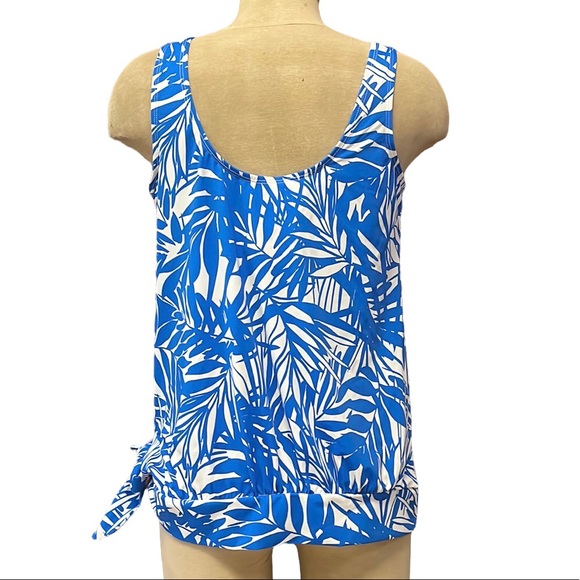 Swimsuits for All Tankini Top Swimsuit Swim Blue Floral 10 New - Picture 2 of 5